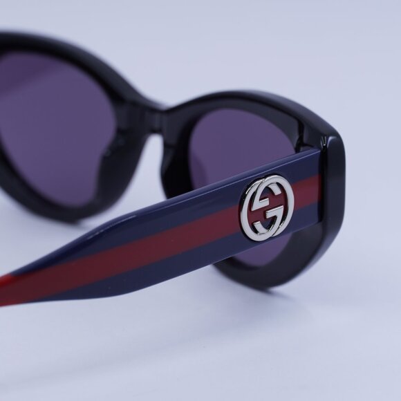 Gucci GG1862S 004 Sunglasses Black/Blue/Red Cat Eye Frame, Violet Lenses - Picture 6 of 10